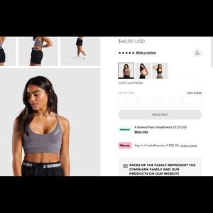 Two (lavender and black) Gymshark Bralettes